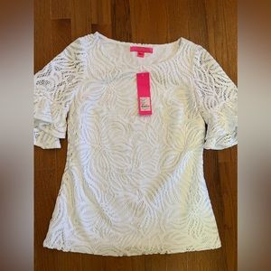 Lilly Pulitzer. New w/tags. Lula Top. Resort White. Sea Swirling Lace. Size XS